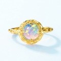wholesale 10K Gold Plated 925 Silver Opal Ring, Japanese and Korean Style Fashion Minimalist Retro Elegance, Wholesale Custom Manufacturer-0-1