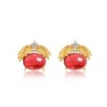 wholesale S925 Sterling Silver New Fashion Versatile French Wheat Ear Garnet Stud Earrings for Women High-end Elegant Earrings-0-4
