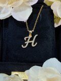 S925 Silver 18k Gold-Plated Moissanite Alphabet Pendant Necklace, DIY Gift-0-11