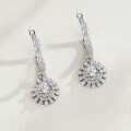 S925 Silver Moissanite Sunflower Earrings with Tassels, Premium Craftsmanship-0-1
