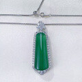 wholesale [925 Silver] Zhuofan New Jadeite Green Imperial Green Ascending Step by Step Pendant Green Chalcedony Necklace Adjustable-0-1