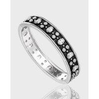 wholesale S925 Sterling Silver BG Black Textured Full Diamond Bracelet for Women, High-End Sense, Niche Personality, Retro Luxury Openable Silver Bangle-Platinum 925 silver