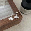 wholesale S925 Sterling Silver Korean Version Minimalist Ginkgo Leaf Ear Studs Women Small Pearl Earrings Trendy-0-1