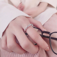 wholesale S925 Sterling Silver Irregular Twist Braided Open Ring Korean Style Ins Trend Versatile Statement Ring-894J/approx. 6.6g Adjustable opening