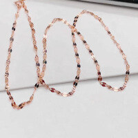 wholesale S925 Sterling Silver Tile Lip Pendant Necklace for Women, Fresh and Elegant, Simple and Shiny Flake Collarbone Chain, Minimalist Accessory for Wholesale.-Rose gold   925 silver 40+5cm extension chain.