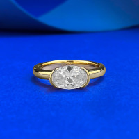 wholesale S925 Silver 6*8mm Oval Ring for Women, Ins Style, Daily Wear,。-R1440 White Diamond Gold No. 8