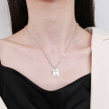 wholesale S925 Sterling Silver Korean-style Minimalist Pearl Chain with Square Pendant Mevsme Collarbone Necklace-0-2