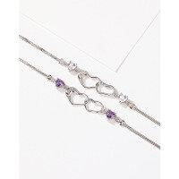 wholesale 925 Sterling Silver Diamond-Inlaid Double Heart Bracelet for Women, Minimalist Luxury, Exquisite and Elegant, Versatile Wrist Jewelry Gift for Girlfriend-White diamond 925 silver