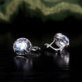 wholesale S925 Sterling Silver Oval Natural Topaz Sky Blue Earrings for Cross-Border European and American Market-0-1