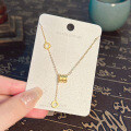 S925 Sterling Silver K Gold Pendant Necklace with Gourd and Plain Pi-0-11