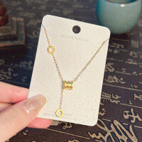 S925 Sterling Silver K Gold Pendant Necklace with Gourd and Plain Pi-S925 Sterling Silver YD2-0165 925 Silver