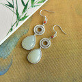 wholesale 925 Silver Inlaid New Chinese Style Long Hetian Jade Earrings, Retro Chinese Hanfu Ear Accessories with Waterdrop Jade-0-5