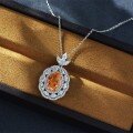 wholesale Rose gold (or other metal material) 4ct oval 9*13 ice-cut sunset orange lightweight luxury pendant with 40+5cm chain for women-0-5