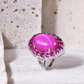 wholesale S925 Silver Luxury Jewelry Accessories Ring with European and American Vintage Design, Set with Cultivated Star Ruby-0-2