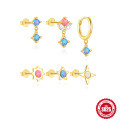 wholesale S925 Sterling Silver Round Colorful Opal Marquise Diamond Ear Hinges Hoop Earrings Stud Set-0-0
