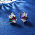 wholesale S925 Sterling Silver New Enzela Simulated Emerald Zircon Stud Earrings for Women Wholesale Factory-0-0