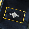 wholesale S925 Silver Ring with Sparkling Asscher Cut 8*8mm White Simulated Diamond for Women, Ladies' Gift Live-0-3