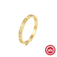 wholesale S925 Sterling Silver Octagonal Star Single Diamond Wedding Ring, Popular Cross-Border European and American Luxury Index Finger Ring-Gold #1 7