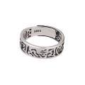 wholesale S925 Sterling Silver Retro Antique Hollow Six-Character Mantra Scripture Wide Band Ring, National Style Adjustable Ring-0-4