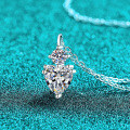 S925 Sterling Silver Full Moissanite Heart Necklace, Sweet and Elegant-0-0