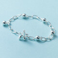wholesale 990 Sterling Silver Fresh and Sweet Ins-style Balloon Dog Beaded Pearl Chain Bracelet S7894-0-3