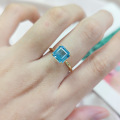 wholesale S925 sterling silver high-end 125/3 carat ring with natural topaz large main stone, petite square ring-0-2