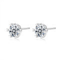 S925 Silver Snowflake Earrings Women's Simple Wedding Moissanite Gift-0-3