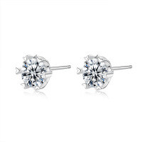 S925 Silver Snowflake Earrings Women's Simple Wedding Moissanite Gift-1 carat (simulated diamond)  925 silver