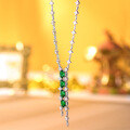 wholesale S925 Silver Luxury Full-Diamond Simulated Emerald Pendant High-End Jewelry Banquet Necklace for Douyin E-Commerce Live Streaming-0-1