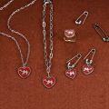 wholesale S925 Sterling Silver Red Enamel Camel Ring, Earrings, Bracelet Set with Heart-Shaped Pin-0-0