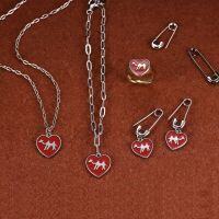 wholesale S925 Sterling Silver Red Enamel Camel Ring, Earrings, Bracelet Set with Heart-Shaped Pin-Enamel open ring 925 silver