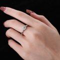 wholesale S925 Sterling Silver White Round Zircon Single Stone Design Round Zircon Classic Retro Elegant Micro-Set Ring-0-1