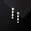wholesale S925 silver four-star elegant diamond-inlaid pentagram earrings for women, short style, Korean-Japanese version, M00998-0-3