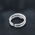 Sterling Silver Moissanite Heart Double-Layer Open Ring for Women-0-1