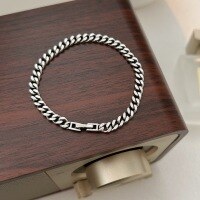 wholesale S925 Sterling Silver Geometric Tank Bracelet for Women, Small and Niche Fashion, Minimalist and High-End Retro Heavy Duty Accessory, Versatile-Sterling silver
