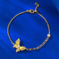 wholesale S925 gold-plated vintage botanical-inspired brushed dreamy butterfly adjustable high-end bracelet-0-5
