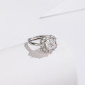 wholesale 925 Sterling Silver Ice Flower Cut Square High-Carbon Diamond Ring Women's Band Light Luxury Foreign Trade Hot-Selling Closed Ring Cross-Border New Product-0-5
