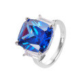 wholesale S925 sterling silver sapphire ring for women with ice-cut zirconia and high-carbon diamond, simple and elegant new style-0-4