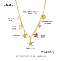 wholesale Stainless Steel Titanium Steel Women's Fashion Turtle Star Necklace Wholesale-GX2664- Steel Necklace Gold