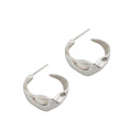 wholesale S925 Sterling Silver Korean Version Ins Small and Minimalist Irregular Concave-Convex Ear Studs for Women, Versatile and Personalized Earrings-0-4