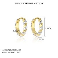 wholesale S925 Sterling Silver Classic European-style Earrings With Fashionable Twist Texture And Versatile Light Luxury Design-E5713_color separation/platinum plating_18K yellow 925 silver
