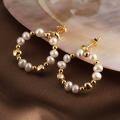 wholesale 14K Gold 925 Sterling Silver Natural Baroque Pearl Korean Fashion Minimalist Earrings New Arrival in January 2024-0-1