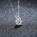 Sterling Silver Classic Six-Prong Necklace Women's Simple Pendant Moissanite Cross-Border Jewelry-0-1