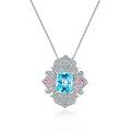 wholesale S925 Sterling Silver Large Carat Natural Topaz Pendant Necklace with Yellow, Purple, and Pink Crystals-0-0