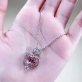 wholesale Metal: 925 Sterling Silver Zhu Zhifan Jewelry New 10*10mm Heart-shaped Morgan Pink Pendant Necklace for Women, Classic and Simple Fashion Style-0-2