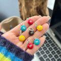 wholesale S925 Sterling Silver Enamel Resin Colorful Candy M&M Round Pendant Ins Style Versatile Necklace for Women-0-0