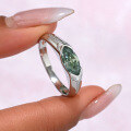 wholesale S925 Sterling Silver Green Oval Moissanite Ring Best-Selling Couple Style Vintage-0-2