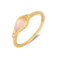 wholesale Pure silver gold-plated jewelry summer new princess lady style ice-transparent quartz pink mother-of-pearl ring for women-White Quartz + Pink Mother-of-Pearl Ring No. 5 (Mido)