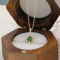 wholesale S925 Silver Plated 14K Gold French Retro Indie Style Diopside Necklace-0-1