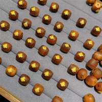 wholesale S925 silver gold-plated fittings natural agarwood Yellow Jambhala barrel bead bracelet handstring DIY handmade semi-finished product-Yellow Dzambhala Agarwood Barrel Beads